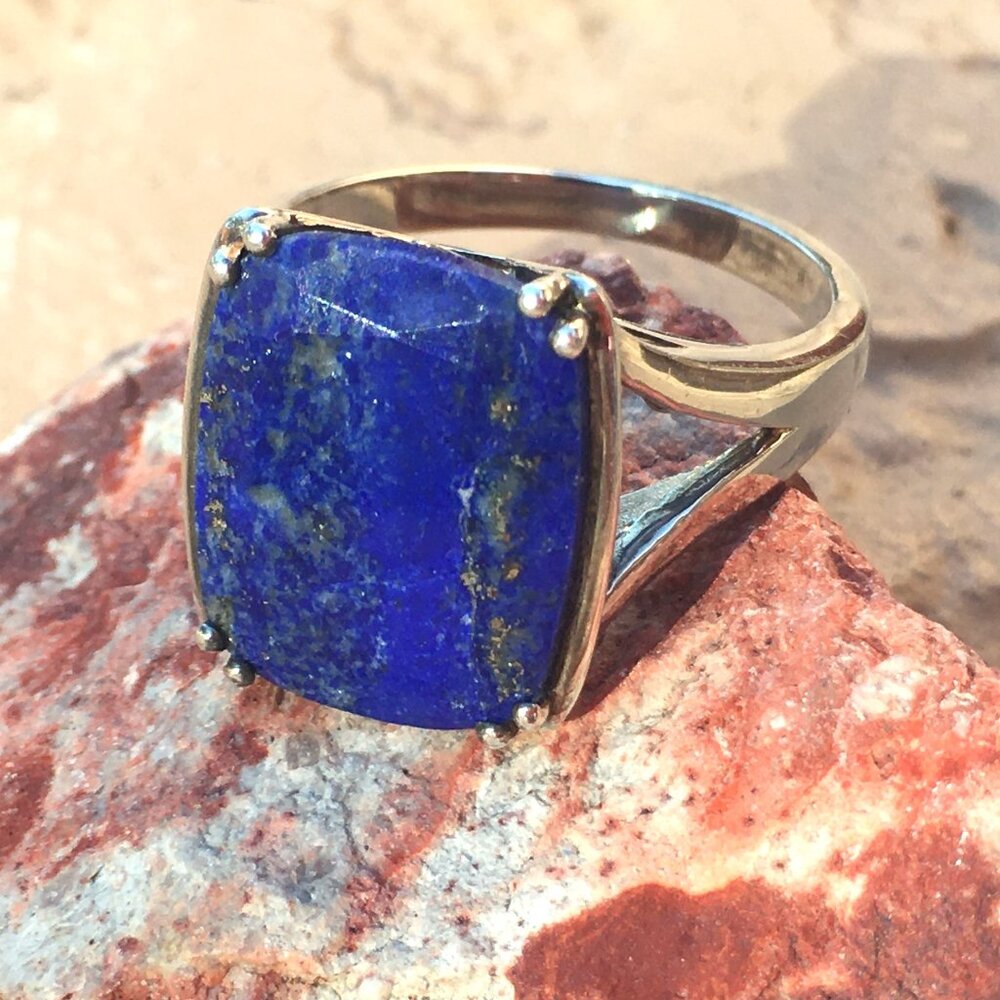 Genuine Lapis Lazuli .925 Sterling Silver Ring Natural Gemstone - Picture 8 of 16
